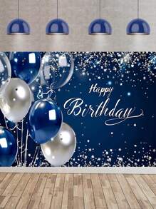 1pc Balloon Pull Flag Style Birthday Background Cloth, Birthday Party Decoration Background Cloth Banner,Christmas