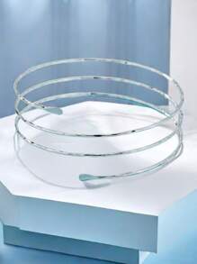 Minimalist Multi-Layer Arm Cuff, Suitable For Daily Wear - Silver - View 2