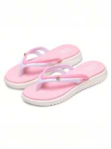 New Style Flip Flops, Summer Women Girls Beach Casual Home Korean Fashion, Anti-Slip, Breathable, Comfortable And Deodorant Shoes - 粉色 - 查看 3