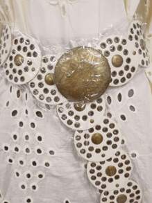 1 Piece Boho Multicolor Metallic Pu Belt For Women With Bronze Buckle And Leopard Pattern Design, Fashion And Popular Sport Gift For Girlfriend, Vintage Clothing Accessory, New Belt Style For Dressing, Christmas, Weddings, Parties And Daily Wear - 白色 - 查看 3