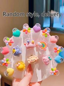 10入組女孩隨機風格和顏色的可愛水果卡通髮夾，日常髮飾