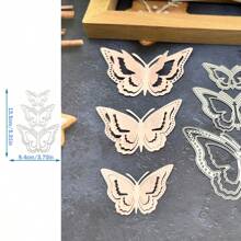 1入組金屬蝴蝶裝飾品，適用於卡片製作，各種尺寸的模切模具