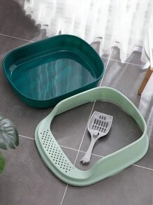 Arenero Gato Extension Anti Derrame Pala Caja Extra Grande(Caja de arena para gatos+Pala para caca de gato) - Azul - Ver 10