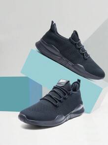 Men's Minimalist Sneakers Non Slip Sports Shoes Lace Up Walking Shoes Comfortable And Breathable Running Shoes Lightweight Sneakers Fashionable Road Running Shoes  Dark_Blue