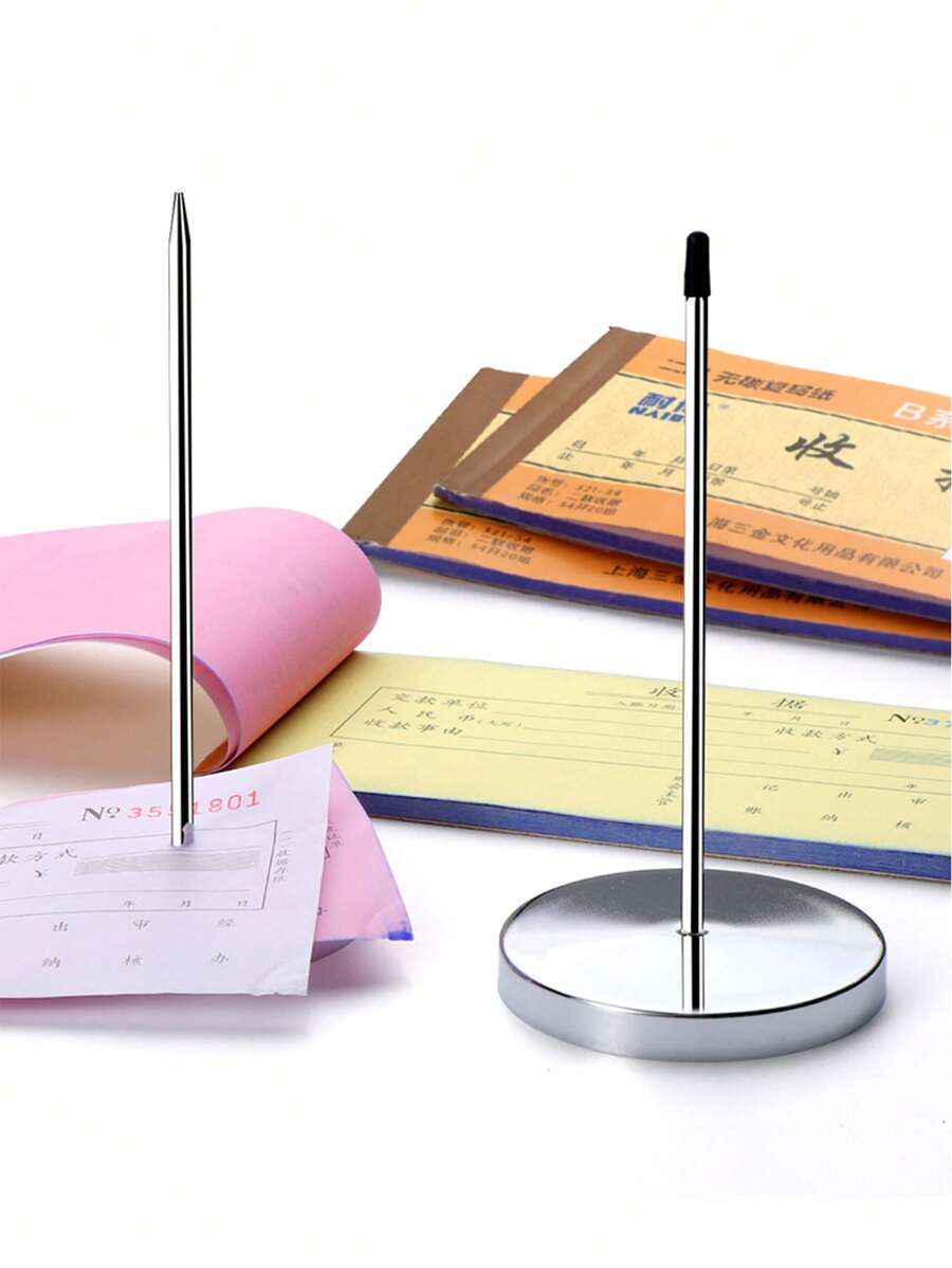 1pc Kitchen Order Clip Check Bill Receipt Memo Spike Bill Clip, Stainless Steel Menu Stand, Bill Receipt Check Axis, Restaurant Receipt Holder, Menu Clip, Applicable For Office Bar Home - Silver - View 1