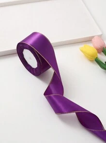 (1捲) DIY玫瑰花造型緞帶，適用於裝飾蛋糕、禮品、包裝、婚禮、派對、手工製作蝴蝶結，具金邊緣 - 1卷金邊 - 查看 7