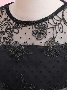 EHOMKIDS Young Girl Black Lace Dress, Toddler Princess Sleeveless Dress, Children's Hollow Out Tulle Dress For Big And Middle Girls