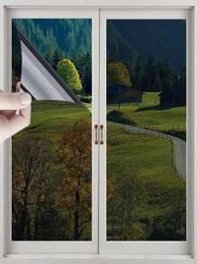 Window Privacy Film One Way Daytime Privacy Static Cling Sun Blocking Anti UV Reflective Window Tint For Home And Office, Black