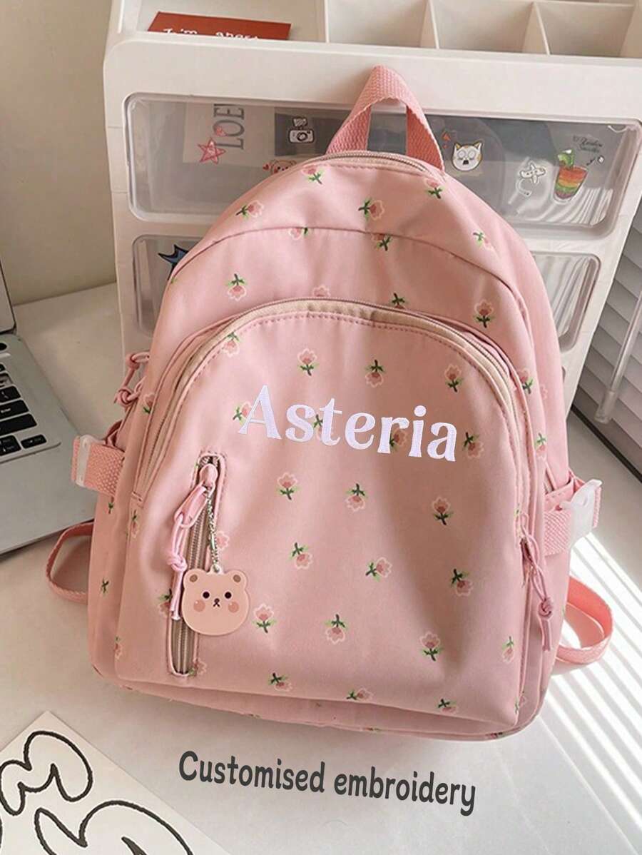 Personalização de Nome Bordado, Mochila Clássica com Design Floral, Adequada para Adolescentes e Estudantes Universitárias, Perfeita para a Escola, À Prova d'Água e Leve, Mochila Escolar Fofa e Prática com Grande Capacidade e Múltiplos Bolsos Portátil, Multifuncional, Versátil, Funcional, Prática, Todo Propósito Elegante, Colorida, Fofa, Adorável, Contratada, Vibes de Férias/Férias, Preppy, Lazer Personalizado, Personalizado, Único, Achados Personalizados, Moda de Inverno, Presente de Natal/Feriado, Presentes Personalizados para Mulheres, Bolsa Escolar/Mochila Universitária Presentes Ideais para Ele Ela, Crianças para Aniversários, para Formatura, para Natal, para Inverno, para Escola, para Atividades ao Ar Livre/Passeios/Viagens/Caminhadas/Estádio/Esportes/Escalada, Delicada Romance, Bolsas e Bagagem, Bolsas de Ombro Femininas Personalizadas, Glamour de Ano Novo