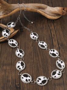 1pc Vintage Acrylic Alloy Milk Texture Printed Adjustable Waist Chain/Belt, Women Waist Decor