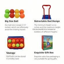 Juego de golf para niños pequeños, juguetes para niños, conjunto actualizado de carrito de golf para niños con 4 palos de golf, 8 pelotas y 1 tapete, juguetes de golf para interiores y exteriores para niños y niñas de 3 a 6 años, accesorios para el mar y la playa - Multicolor - Ver 6