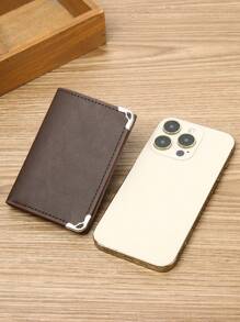 纯色超薄时尚PU卡夹卡片夹卡包钱包名片夹信用卡夹男士钱包迷你钱包零钱包钱包卡片钱包 - 咖啡棕 - 查看 6