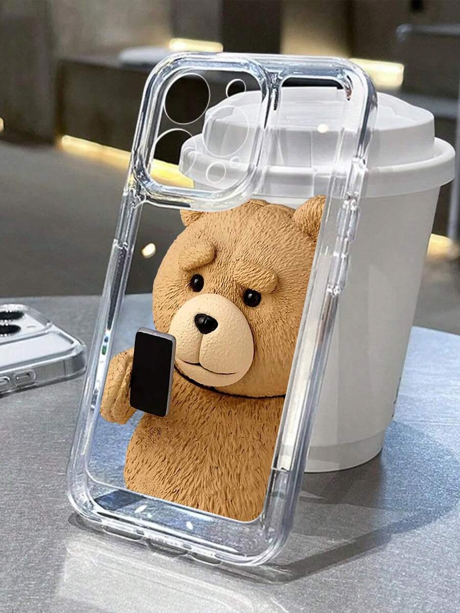 Cute Phone Case Teddy Bear 1pc Ins Space Case Compatible With Apple Watch, Transparent Bear-Shaped Anti-Drop Compatible With IPhone Protective Case Waterproof Shockproof Scratch Resistant,International Version, Not The Domestic Version - Clear - View 1