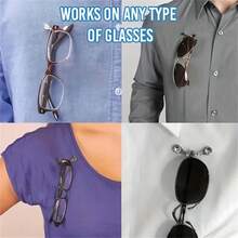 1pc Creative Magnetic Glasses Holder, Magnetic Badge & Earphone Clip Tool, Magnetic Eyeglass Holder To Clip On Collar Or Shirt, Suitable For Daily Wear, Keeping Your Badge Or Other Items Within Reach And Preventing Loss, Brings Convenience To Your Life. - Clear - View 5