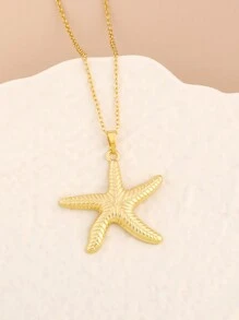 1 st. Modieuze metalen zeester sleutelbeenketting, oceaan-thema vakantie spelen ster hanger ketting, populaire Europese en Amerikaanse stijl dames dagelijkse accessoires