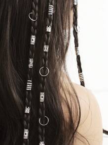 120 piezas de cuentas para trenzar el cabello, anillos decorativos para el cabello de múltiples patrones y abribles, adecuados para vacaciones, fiestas, uso diario, escuela y universidad - Plateado - Ver 3