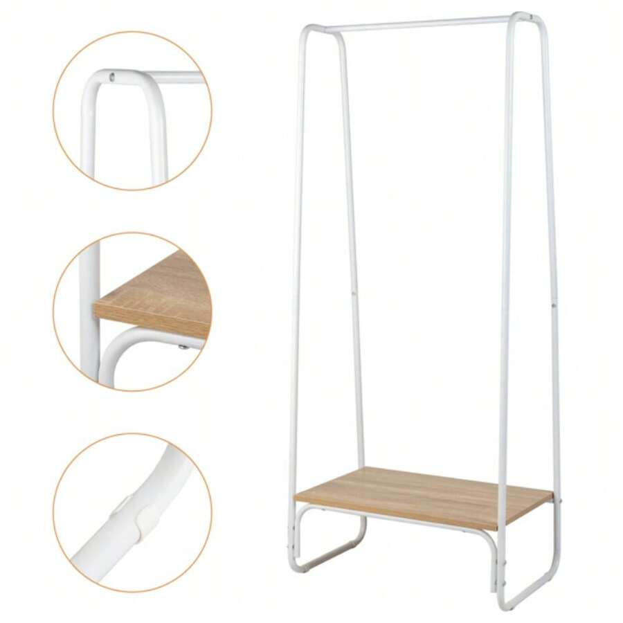 Clothes Rack With Wood Shelf, Freestanding Clothing Rack,Garment Rack ...