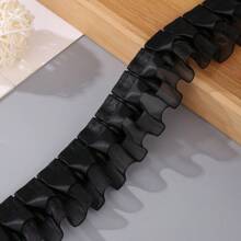4cm Double Layered Pleated Polyester Sheer Organza Clothing Accessory Skirt Hem Sleeve Cuff DIY Dress Frame Lace Flower Edge