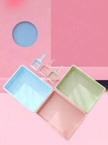 Arenero Gato Extension Anti Derrame Pala Caja Extra Grande(Caja de arena para gatos+Pala para caca de gato) - Azul - Ver 7