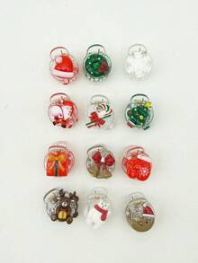 12 chiếc kẹp tóc mini trong suốt hình ông già Noel, tuần lộc, bông tuyết, kẹo, cây thông Noel, chuông, mũ, tất, quà tặng, ngôi sao, mặt trăng cho phụ nữ - Nhiều màu - Xem 5