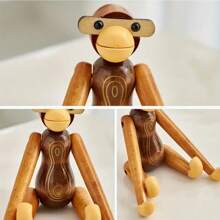1pc, Creative Wooden Monkey Phone Holder, Decorative Art Hanging Ornament For Living Room & Bedroom, Versatile Table & Shelf Decor, Multi-Purpose Practical Gift - Multicolor - View 9