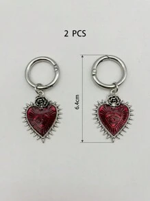 1pair Gothic Eye Heart Shaped Pendant Shoe Buckle, Metal Decoration For Boots, Heels, Bags, Keychains, Dark Style, Suitable For Earrings And Necklaces
