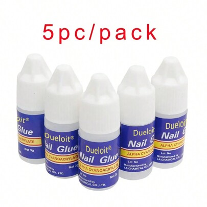 طقم غراء الأظافر السريع الجفاف 5 قطع يحتوي على لمعة ماسية، رسومات أظافر أكريليكية بالأشعة فوق البنفسجية مع حجر الراين معجون لصق قوي للأظافر الاصطناعية معدات للمناكير