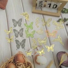 1入組金屬蝴蝶裝飾品，適用於卡片製作，各種尺寸的模切模具