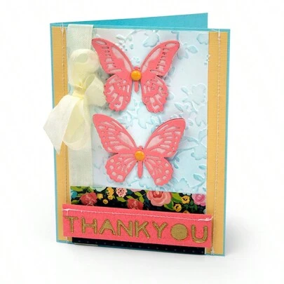 1入組金屬蝴蝶裝飾品，適用於卡片製作，各種尺寸的模切模具