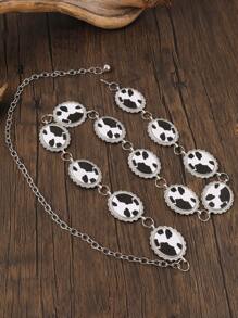 1pc Vintage Acrylic Alloy Milk Texture Printed Adjustable Waist Chain/Belt, Women Waist Decor