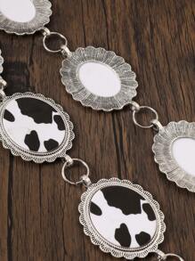 1pc Vintage Acrylic Alloy Milk Texture Printed Adjustable Waist Chain/Belt, Women Waist Decor