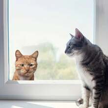 1pc Cute Brown Cat Window Sticker, Transparent & Opaque White Background With Open Mouth Yellow Cat Window Decoration Sticker, No Adhesive Residue & Fading, High-End Animal Sticker., Stickers, Wall Decal, Vinyl Decal For Home Decorations, Spring Decoration Items Refresh Your Home, Festival Decoration Stickers Gifts Birthday Graduation