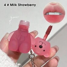 熊图案钥匙扣唇彩，丝滑哑光唇泥持久哑光液体唇膏高色度唇彩 Y2K 彩妆 - 彩色 - 查看 7