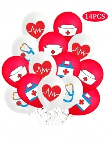 14pcs Doctor & Nurse Graduation Party Theme Decoration Latex Balloon Set - Multicolor - View 1