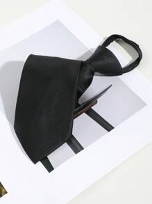 1pc Men's Casual Solid Color Easy Zip-Up Necktie With Fine Diagonal Stripes (1200 Needle Count), Suitable For Daily Suit Matching, Available In Black/Green/Blue/Apricot/Grey