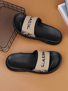 MURAMASA Zapatillas de verano para hombre con estampado de letras. - Caqui - Ver 3