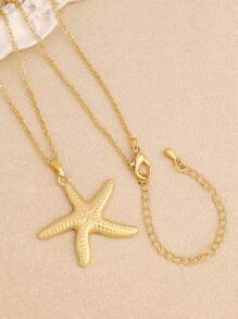 1 st. Modieuze metalen zeester sleutelbeenketting, oceaan-thema vakantie spelen ster hanger ketting, populaire Europese en Amerikaanse stijl dames dagelijkse accessoires