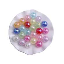 彩色風格20mm 10入組散珠環，亞克力繪畫彩虹迪斯可銀箔爆裂水晶磚珠，適用於粗鍊項鍊、珠寶設計