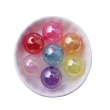 彩色風格20mm 10入組散珠環，亞克力繪畫彩虹迪斯可銀箔爆裂水晶磚珠，適用於粗鍊項鍊、珠寶設計