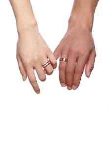 Luxury Design Stainless Steel Couple Rings Simple Engagement Wedding Rings Exquisite Promise Ring Romantic Valentine's Day Gifts - As Shown - View 3
