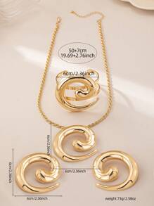 1 Set Of Retro Round Snail Pendant Necklace, Bracelet, And Earring Gold Women Jewelry Set Suitable For Attending Banquet Events And Giving Gifts To Girlfriends - Yellow Gold - View 6