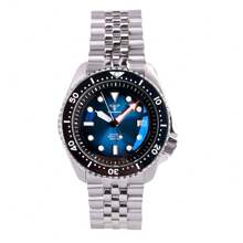 Tandorio Men's Mechanical Wrist Watch With NH35A Automatic Movement, Stainless Steel Strap - Blue - View 8