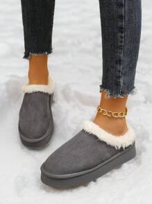 New Women's Minimalist Warm Lined Indoor Slippers, Outdoor Sports Fashionable Plush Slippers