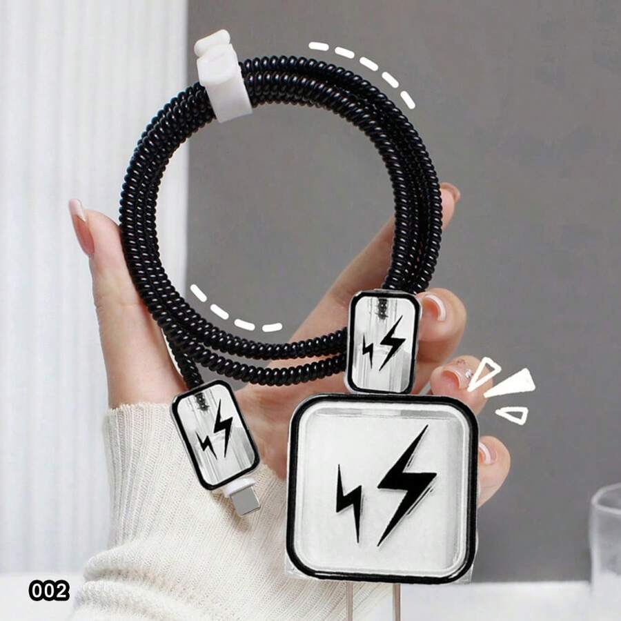5 Cái/bộ Bộ Bảo Vệ Cáp Dữ Liệu Kiểu Lightning Tương Thích Với Bộ Chuyển Đổi Sạc IPhone 18-20W: Vỏ Chống Trầy Xước Và Chống Gãy - Nhiều màu - Xem 1