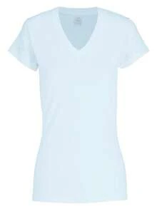 PLAYERA CUELLO V 100% ALGODÓN PARA MUJER. - Blanco - Ver 2