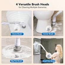 Máy chà sàn điện Voweek Spin Scrubber với 4 đầu bàn chải thay thế cho sàn nhà bếp phòng tắm - trắng - Xem 5