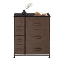 Dresser With 7 Drawers - Furniture Storage Tower Unit For Bedroom, Hallway, Closet, Office Organization - Steel Frame, Wood Top, Easy Pull Fabric Bins