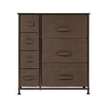 Dresser With 7 Drawers - Furniture Storage Tower Unit For Bedroom, Hallway, Closet, Office Organization - Steel Frame, Wood Top, Easy Pull Fabric Bins