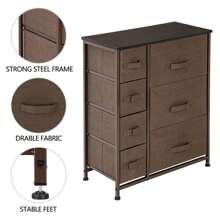 Dresser With 7 Drawers - Furniture Storage Tower Unit For Bedroom, Hallway, Closet, Office Organization - Steel Frame, Wood Top, Easy Pull Fabric Bins