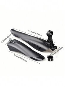2 piezas / set Guardabarros para bicicletas de montaña delantero y trasero, Protector de lluvia universal para bicicletas, guardabarros completamente ensanchado para bicicletas de turismo, accesorios de bicicleta - Negro - Ver 3